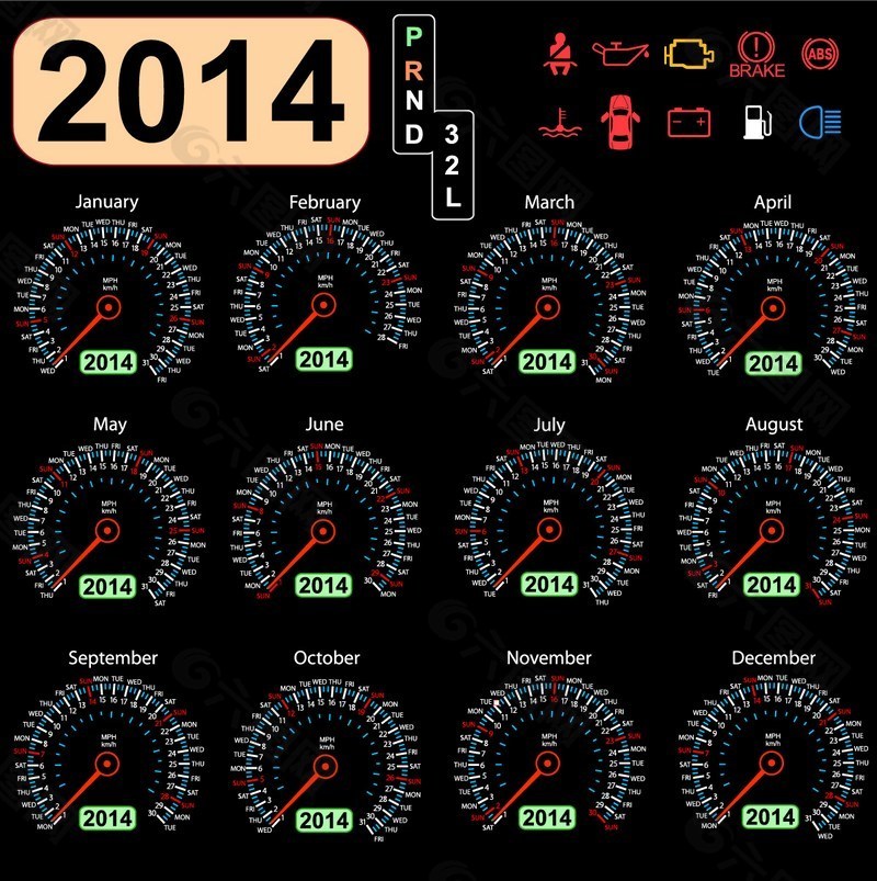 2014创意日历模板矢量素材