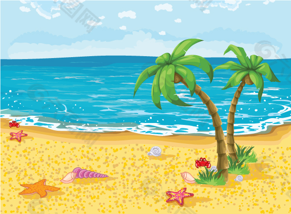 大海沙滩椰树