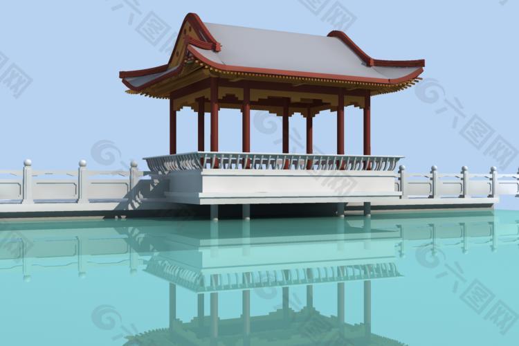 湖边亭子3D模型