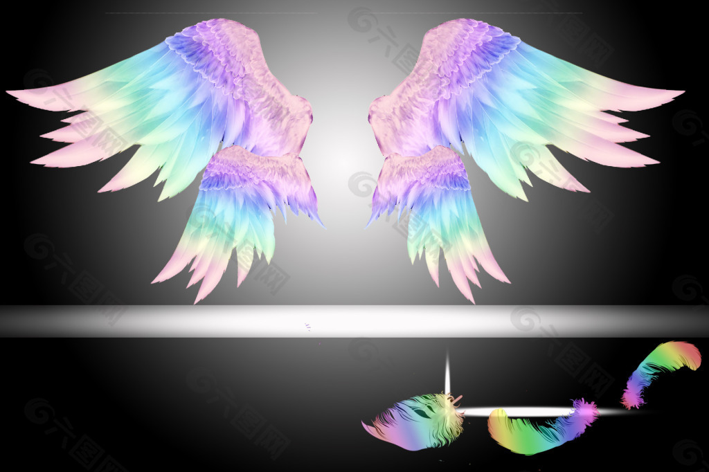 彩色天使之翼设计元素素材免费下载 图片编号 六图网