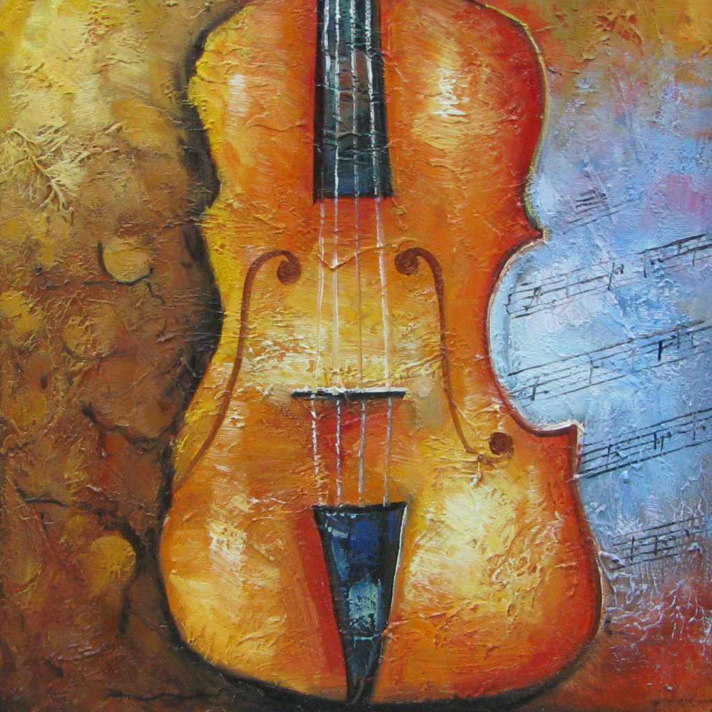 小提琴油画