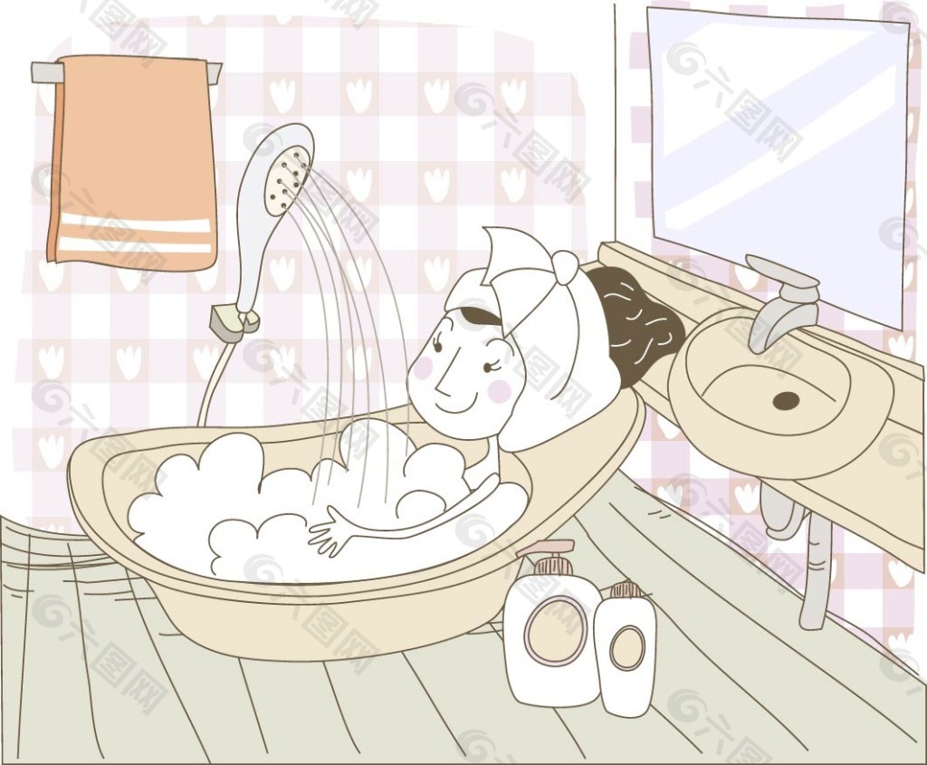 泡澡喝酒真的人生乐事，注意不要睡着在浴缸哦|插画|插画习作|Lucky_Bunny - 原创作品 - 站酷 (ZCOOL)