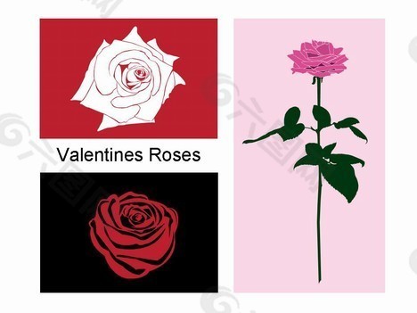 情人节的玫瑰剪贴画的幻灯片模板