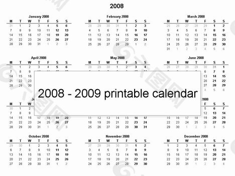 免费2008打印日历模板