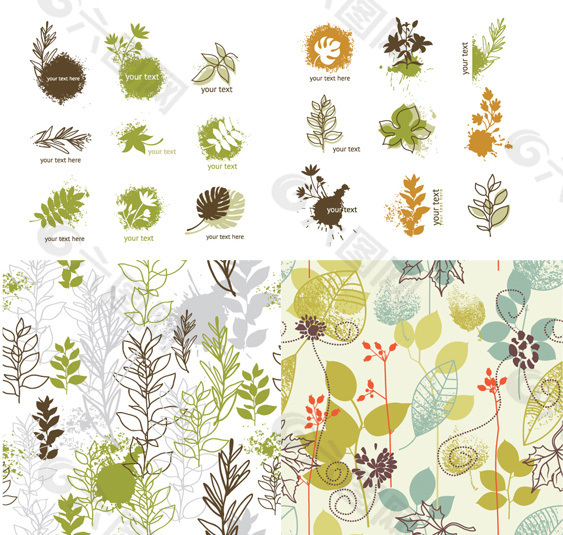各种绿色植物图案