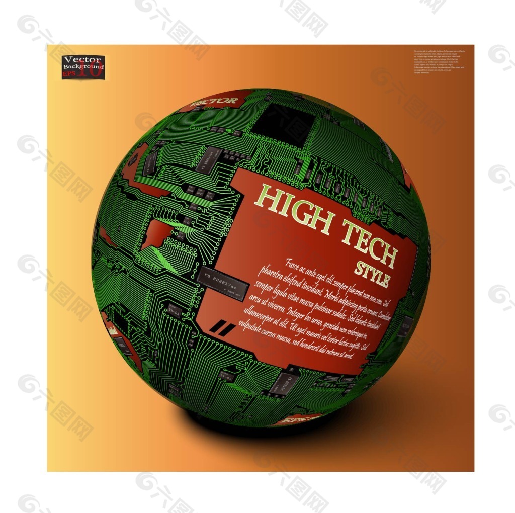 绿色科技球体海报矢量素材