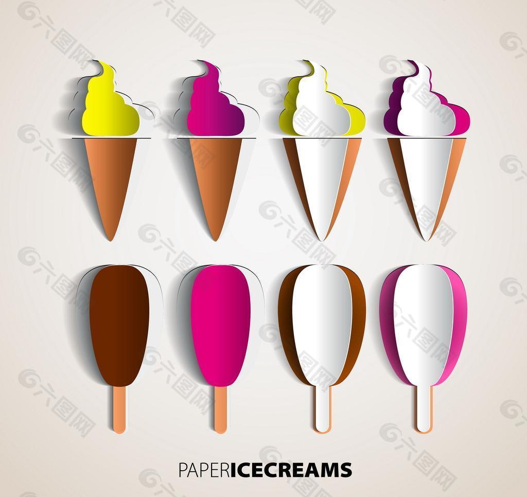 3d纸张冰淇淋图案图片