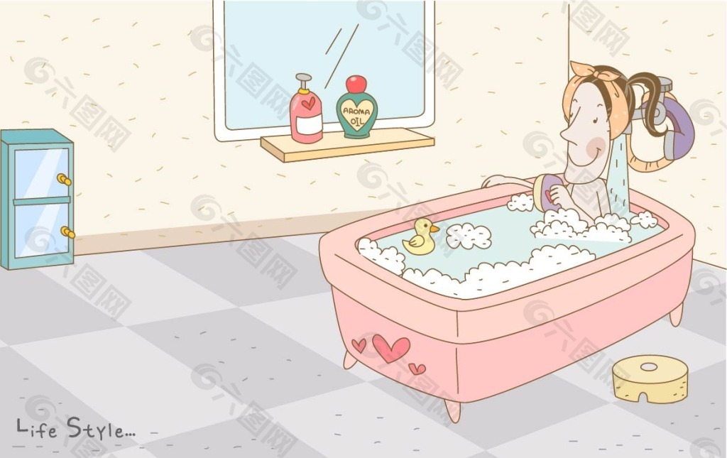 浴缸里泡澡的人