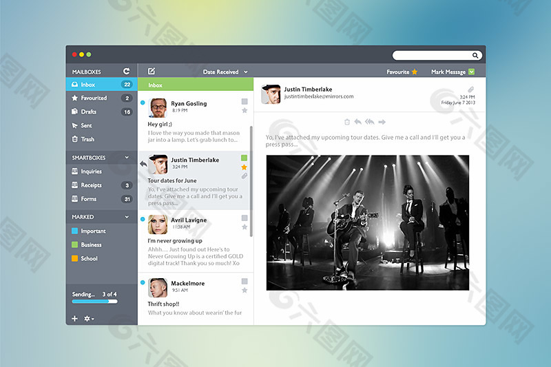 网站概念电子邮箱界面psd