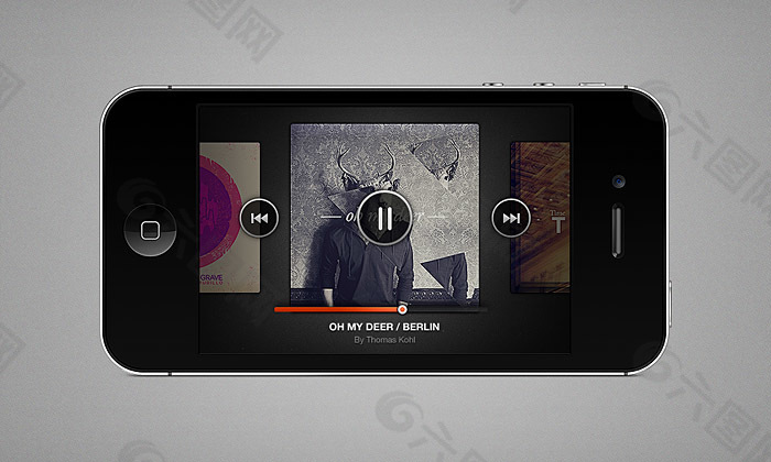 iphone音乐播放器按钮psd
