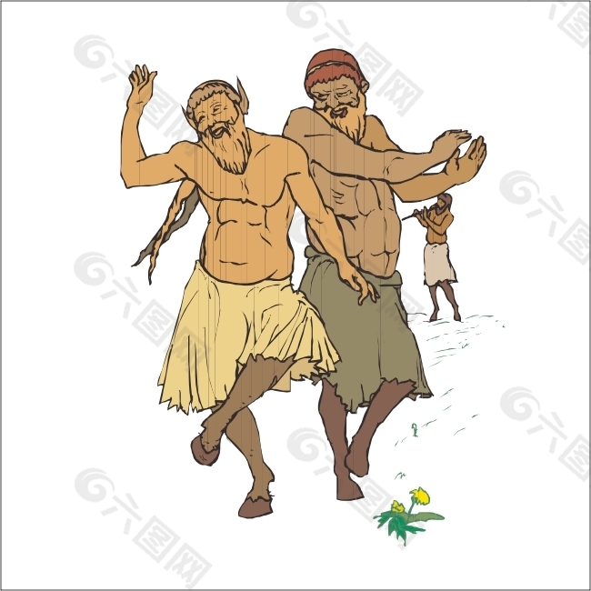 两个古代希腊人在跳舞
