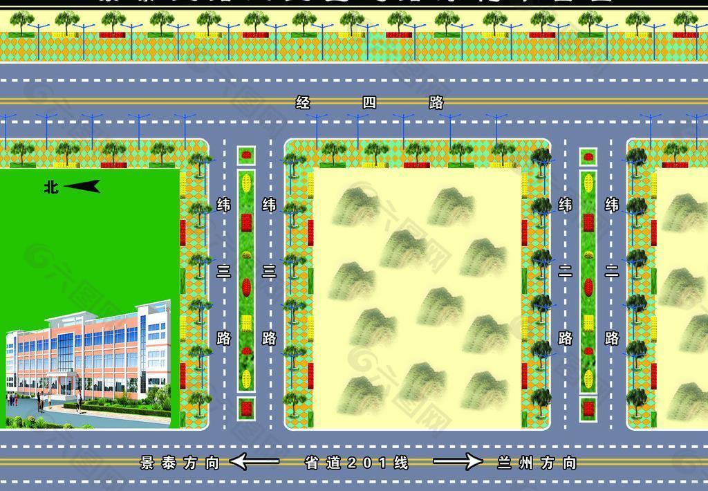 道路绿化平面图图片