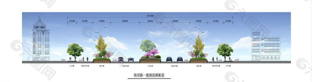 道路横断面图图片