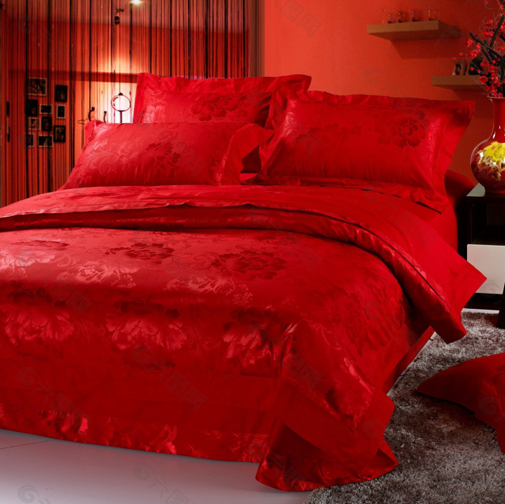 红色床右侧装饰装修素材免费下载(图片编号:1076191)-六图网