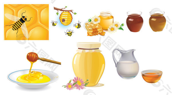 蜂蜜罐子矢量素材