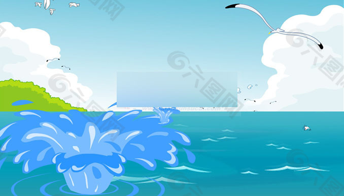 卡通鲸鱼跳跃水花flash动画