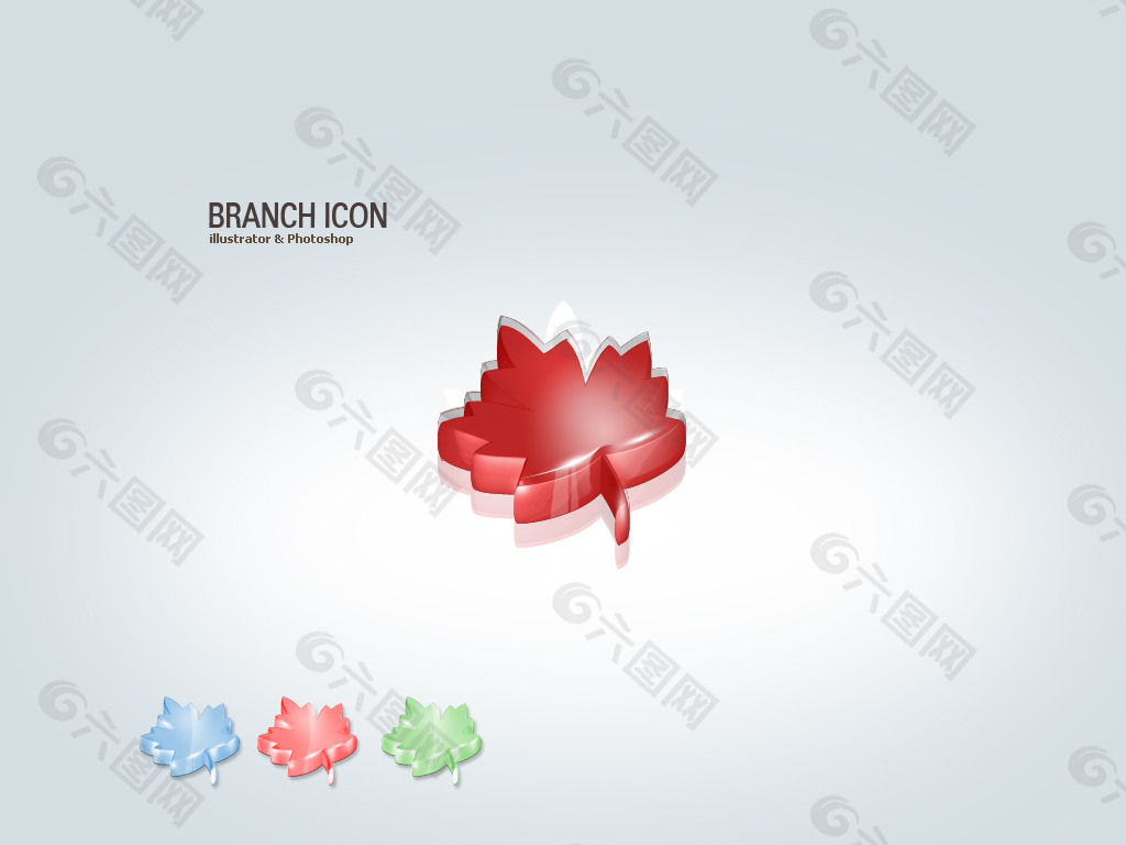 3D红色枫叶logo标志