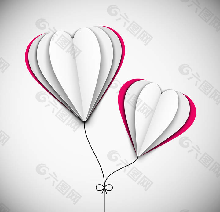 纸质心形折叠气球矢量图