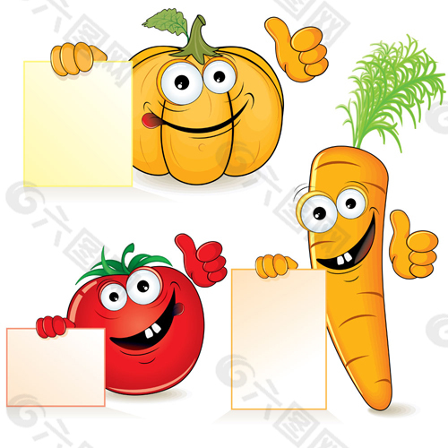 卡通版水果蔬菜矢量图eps