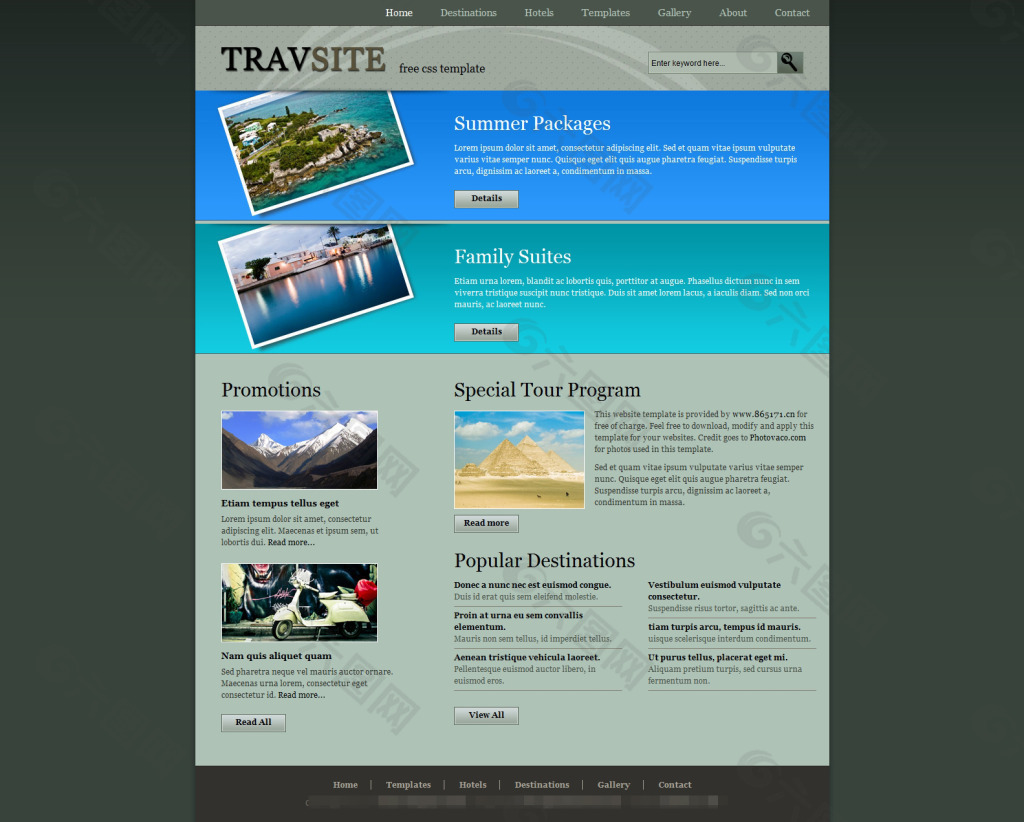 欧美旅游公司DIV+CSS网页模版