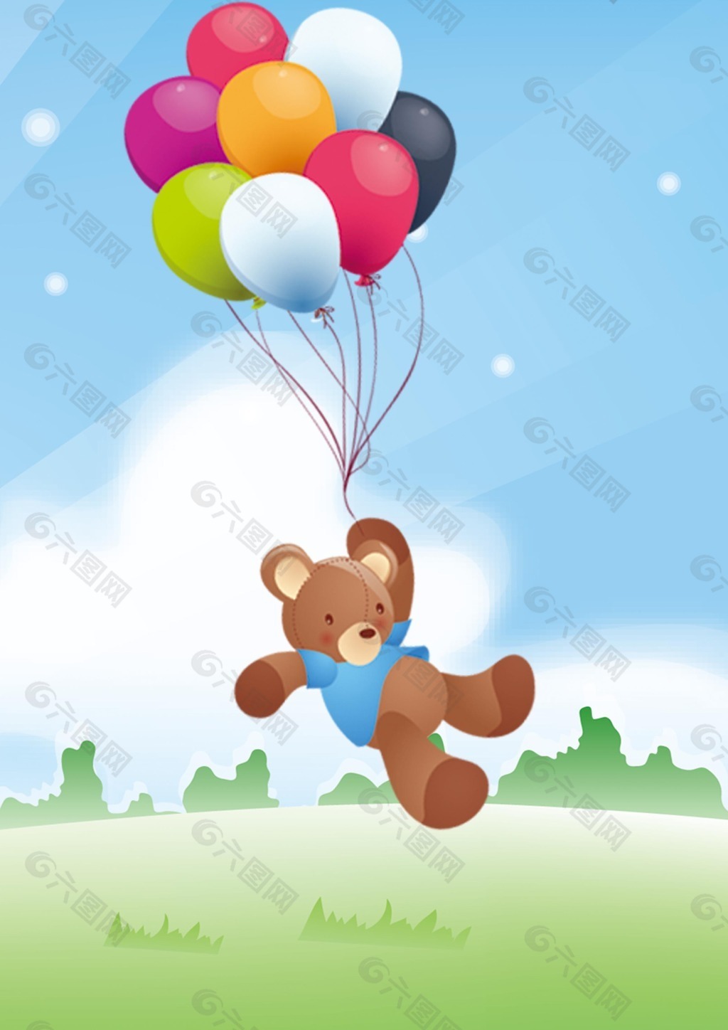 拉气球的小熊