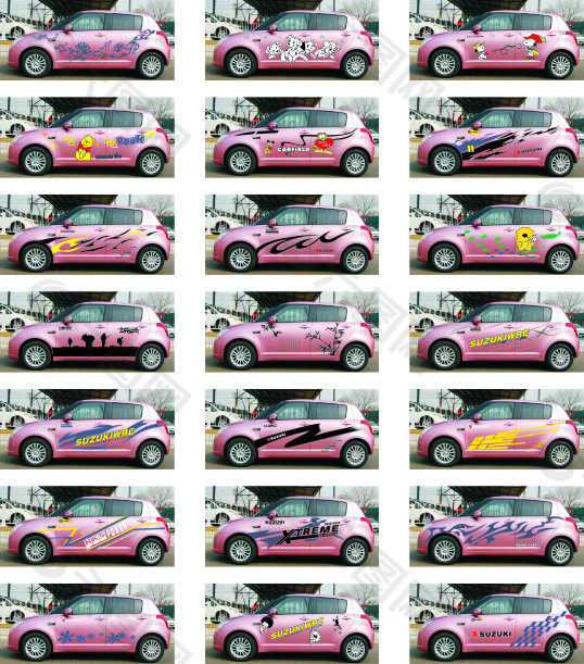 粉色汽车个性车贴