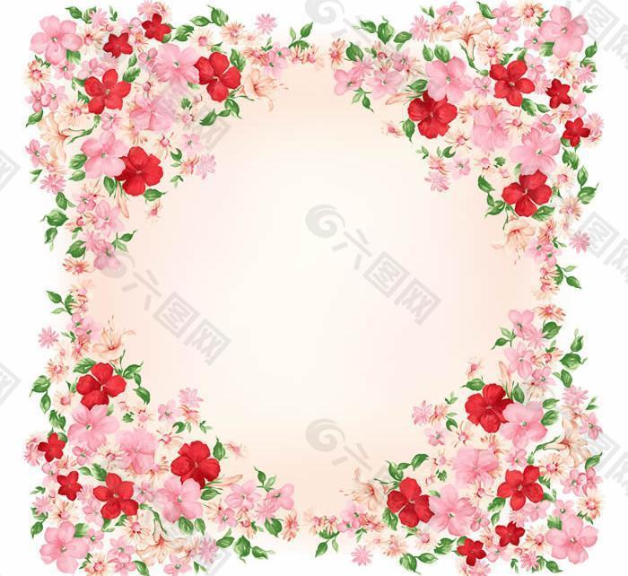 漂亮粉色花朵相框图片