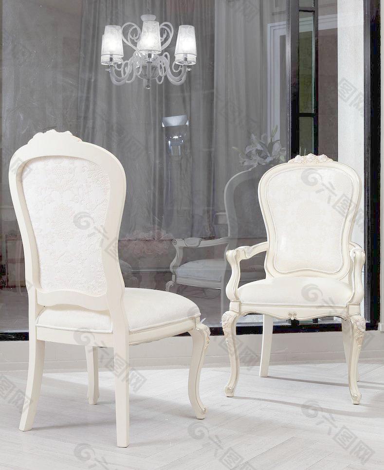 白色欧式雕花椅子图片