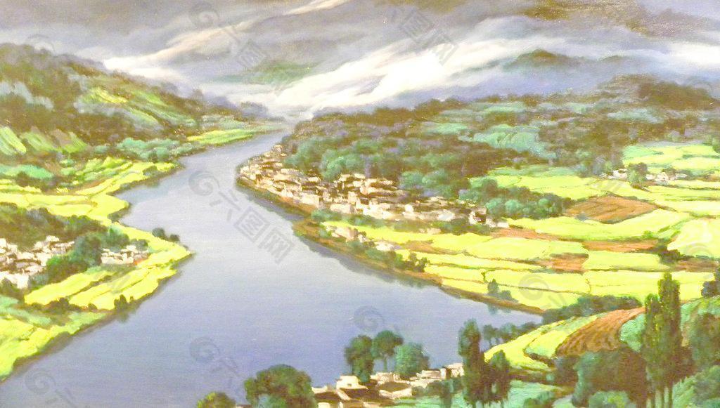 抽象 油画 山水 风景画图片