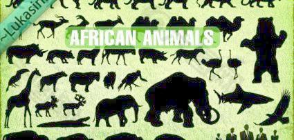 非洲动物剪影矢量