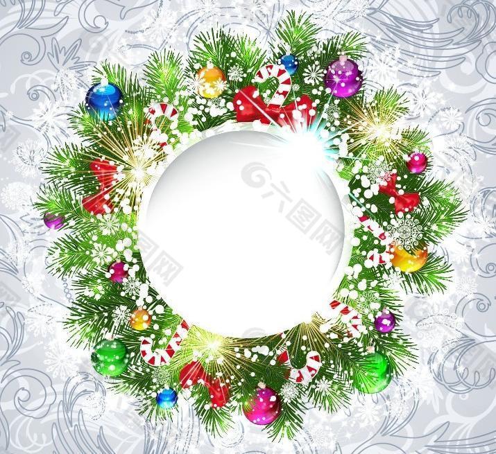 松枝圣诞花环背景图片