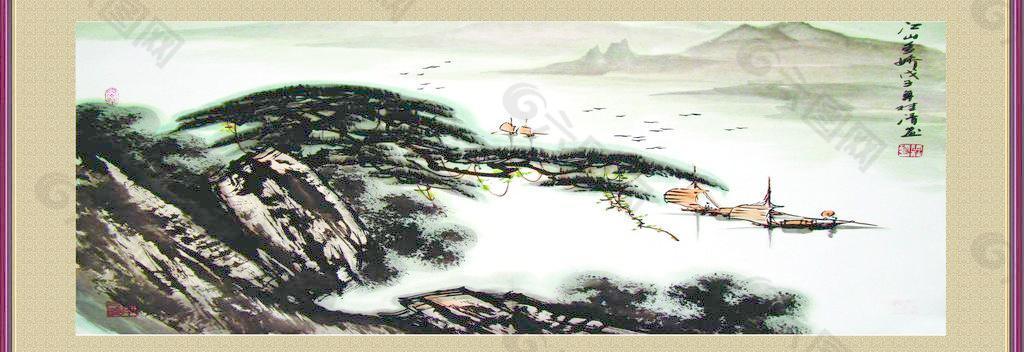 国画版面 江山如此多娇图片