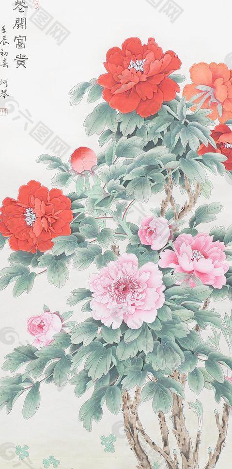 水墨画 花开富贵图片