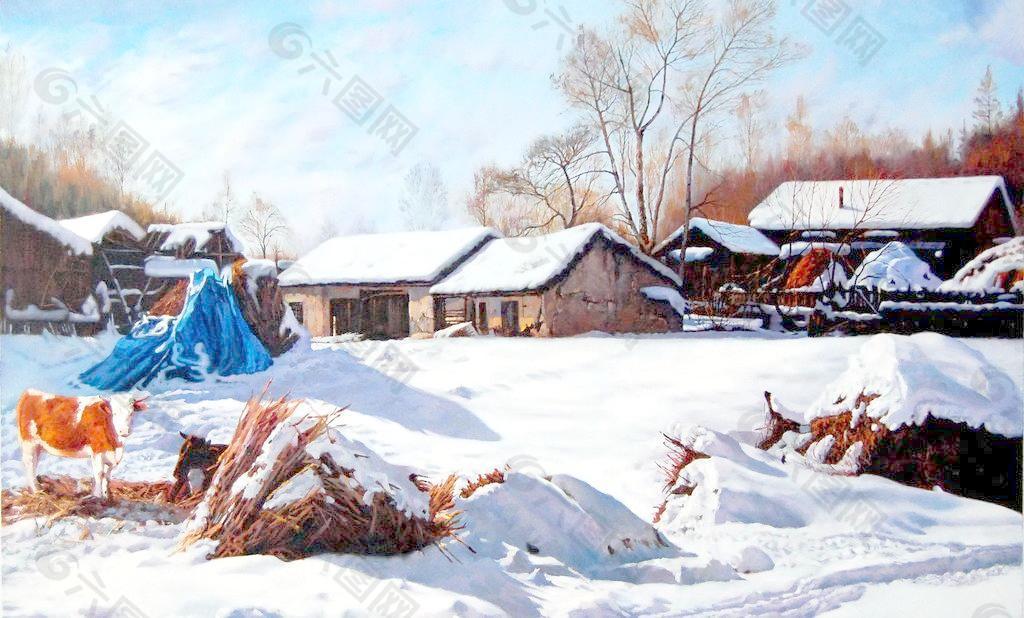 冬日村庄图片
