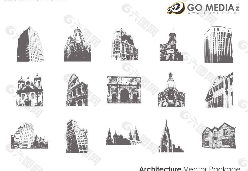 欧式黑白建筑图片