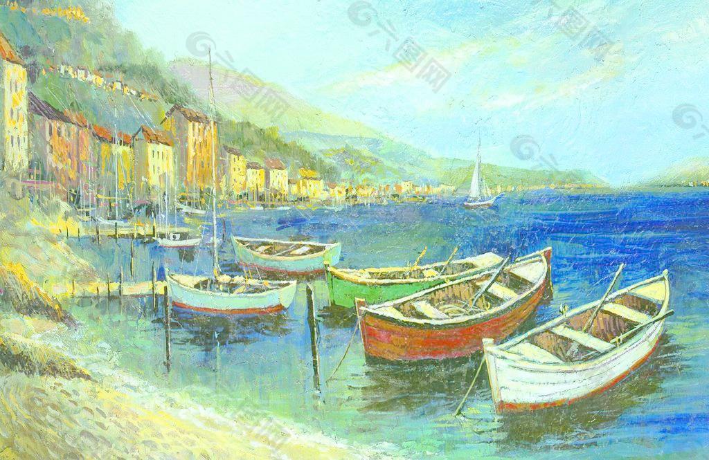 威尼斯油画作品 小船图片