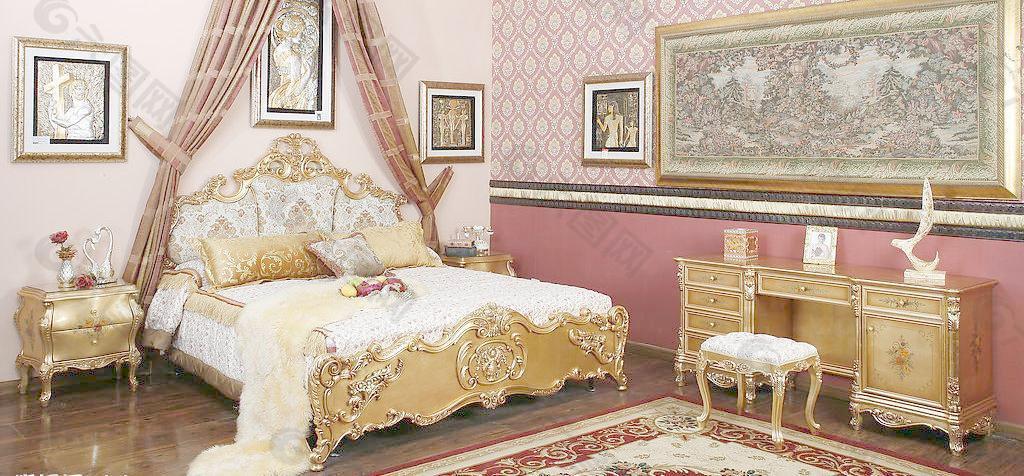 欧式  古典  艺术  床  整体图片