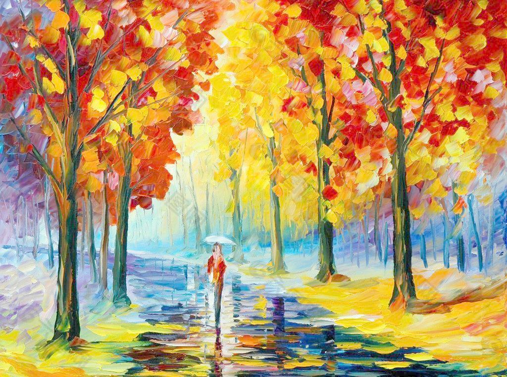 油画 浪漫的秋天图片