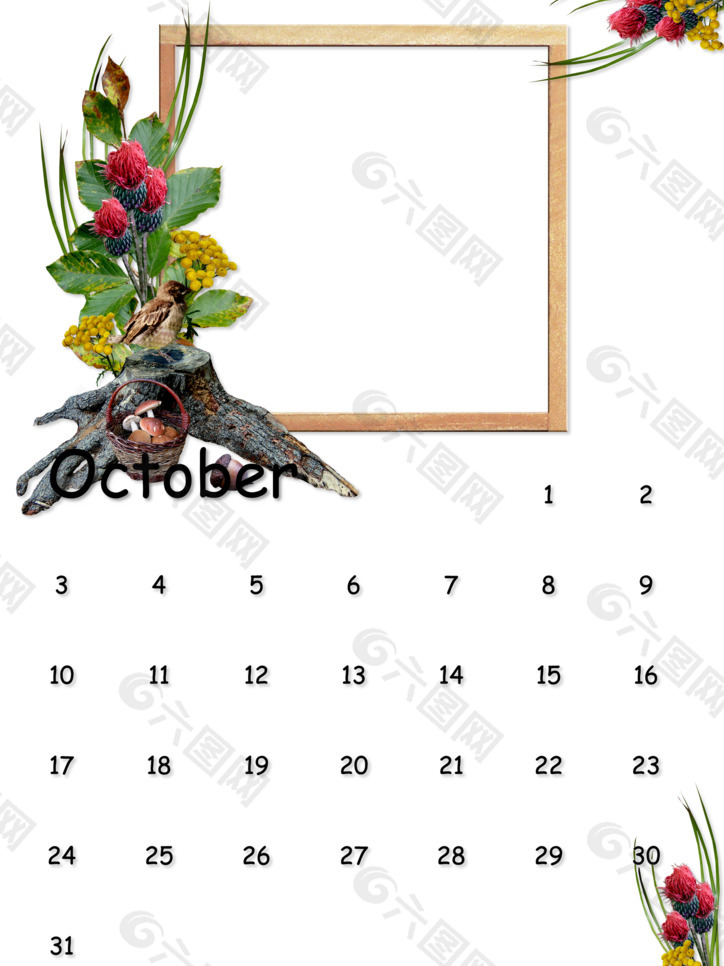 10月月历相框图片