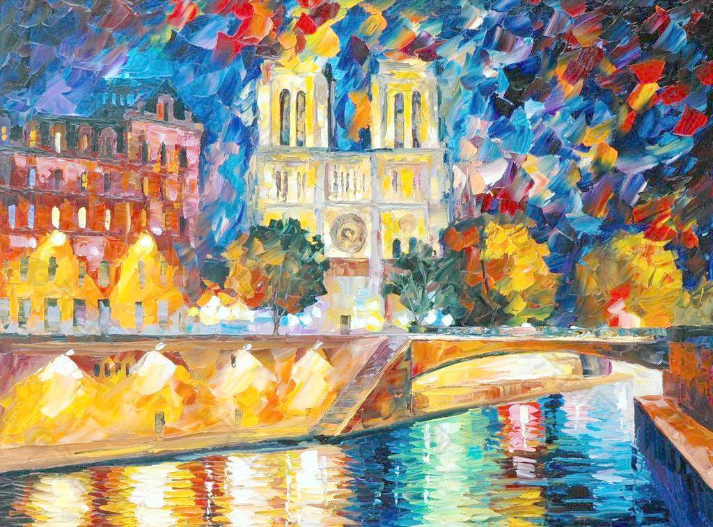 油画 巴黎夜景图片