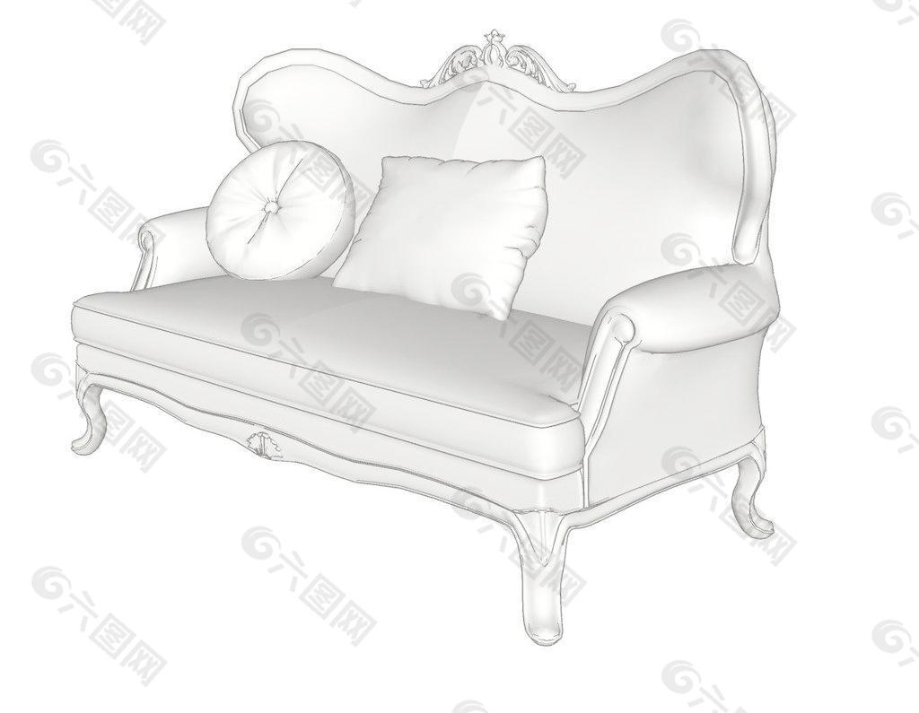 欧式沙发3d模型图片