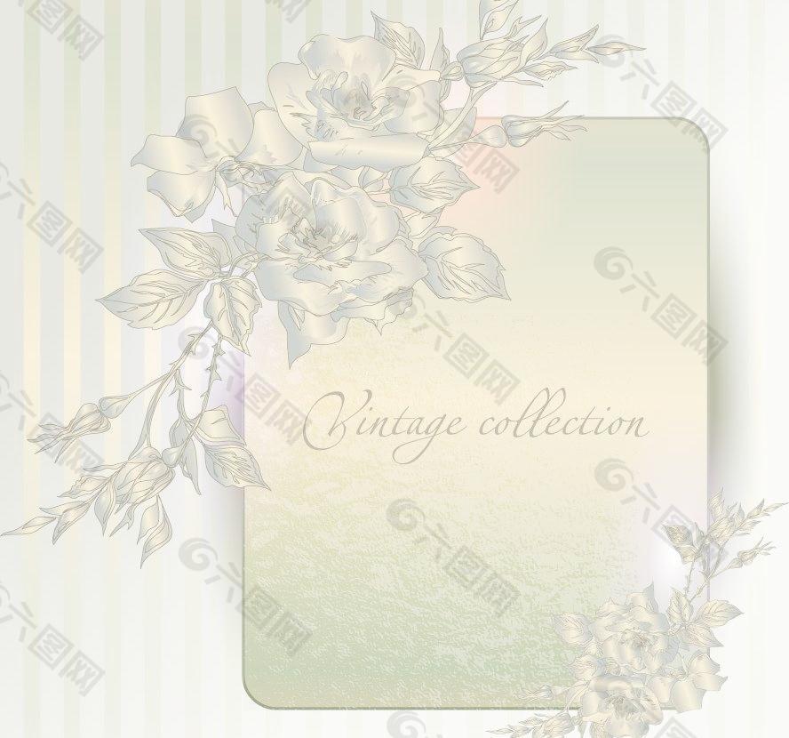 欧式古典花纹花朵 婚礼卡片图片