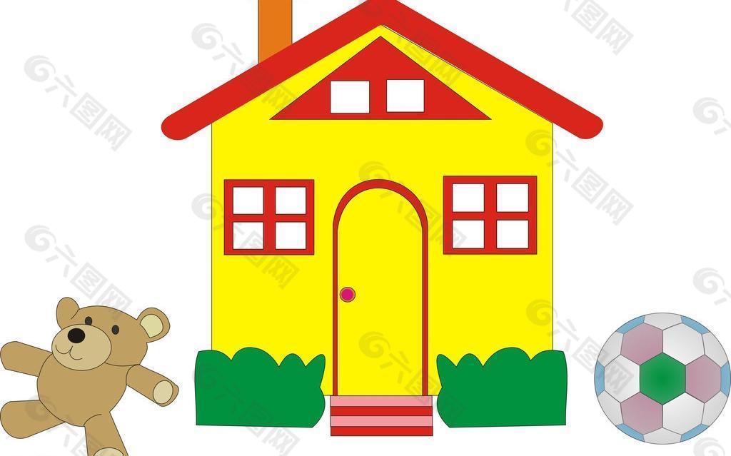 幼儿画 足球和房子图片