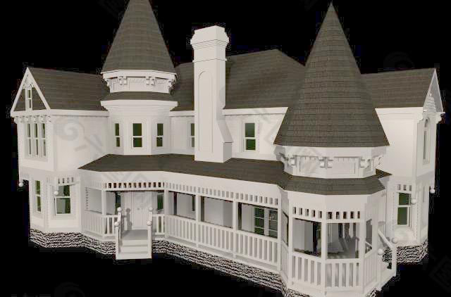 3d欧式别墅模型图片