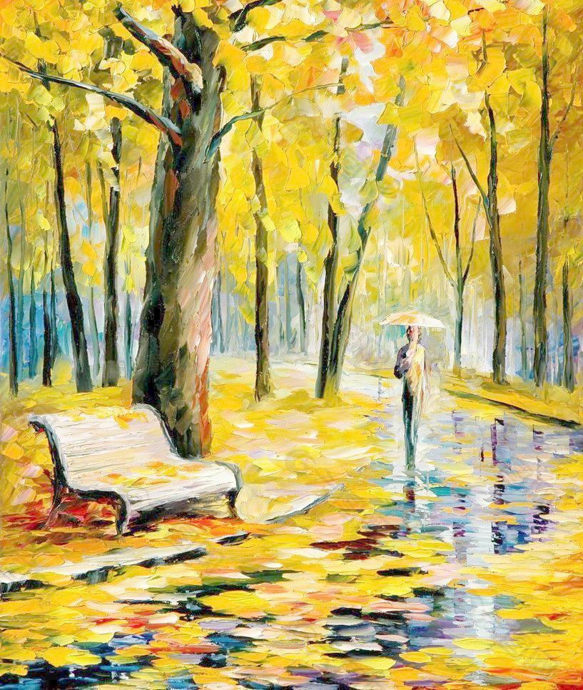 油画 秋天的雨图片