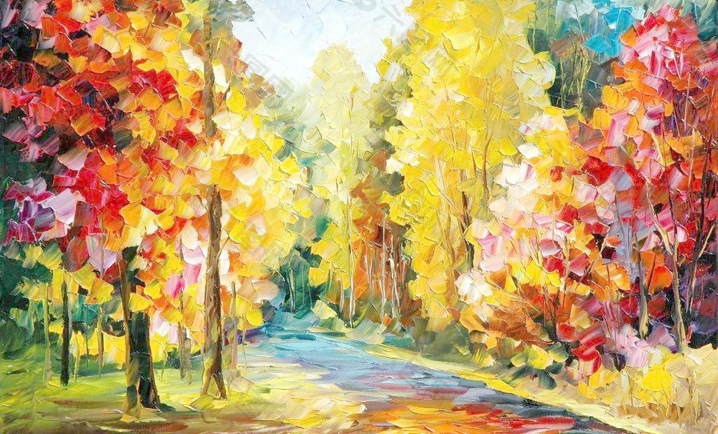 油画 平静的秋天图片