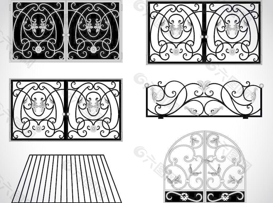 欧式铁门花纹花艺设计图片