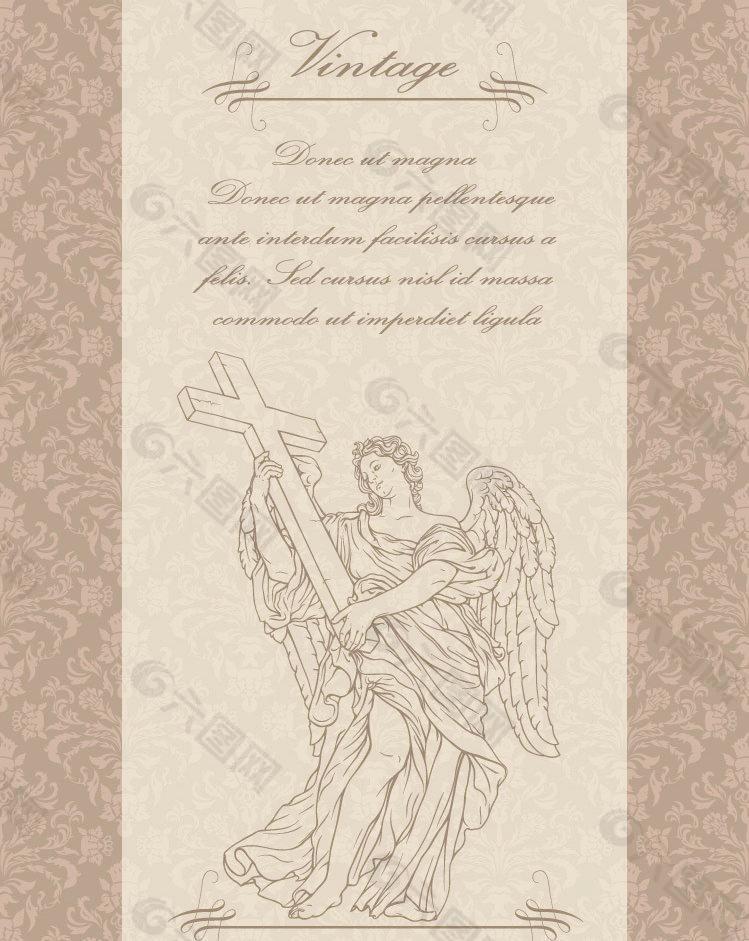 古典花纹欧式花纹天使圣女图片