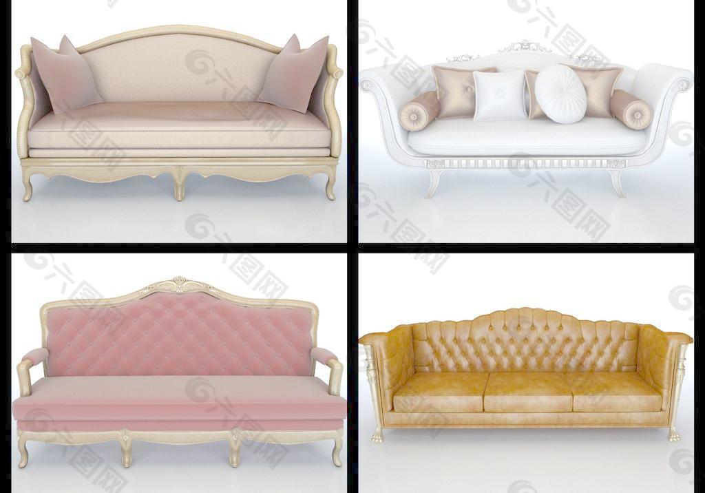 四款精美欧式沙发模型图片