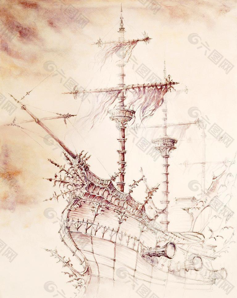 油画 海盗船图片